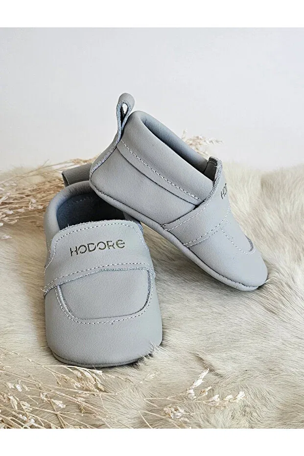 Детские пинетки-мокасины из натуральной кожи Enzo Hodore, Light Blue — фото 2