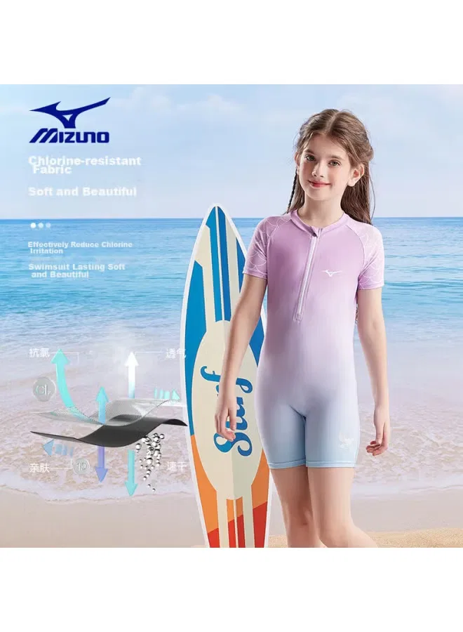 Купальник слитный с принтом русалки Mizuno, фиолетовый — фото 2