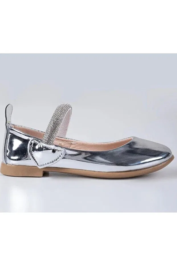 Детские балетки для девочек с принтом Girl'S heart banded silver ballerinas Merli&Rose, Gray — фото 4