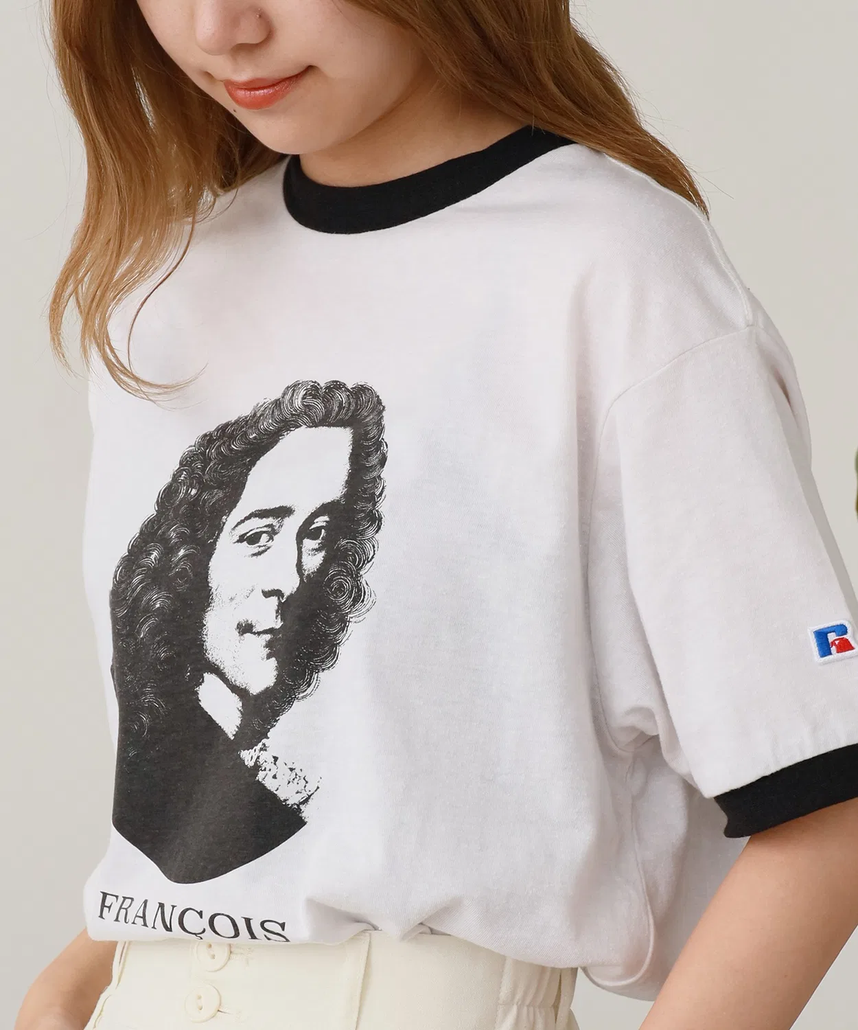 Детская футболка-кольцо с принтом Ringer T-Shirt Russell Athletic, White — фото 4