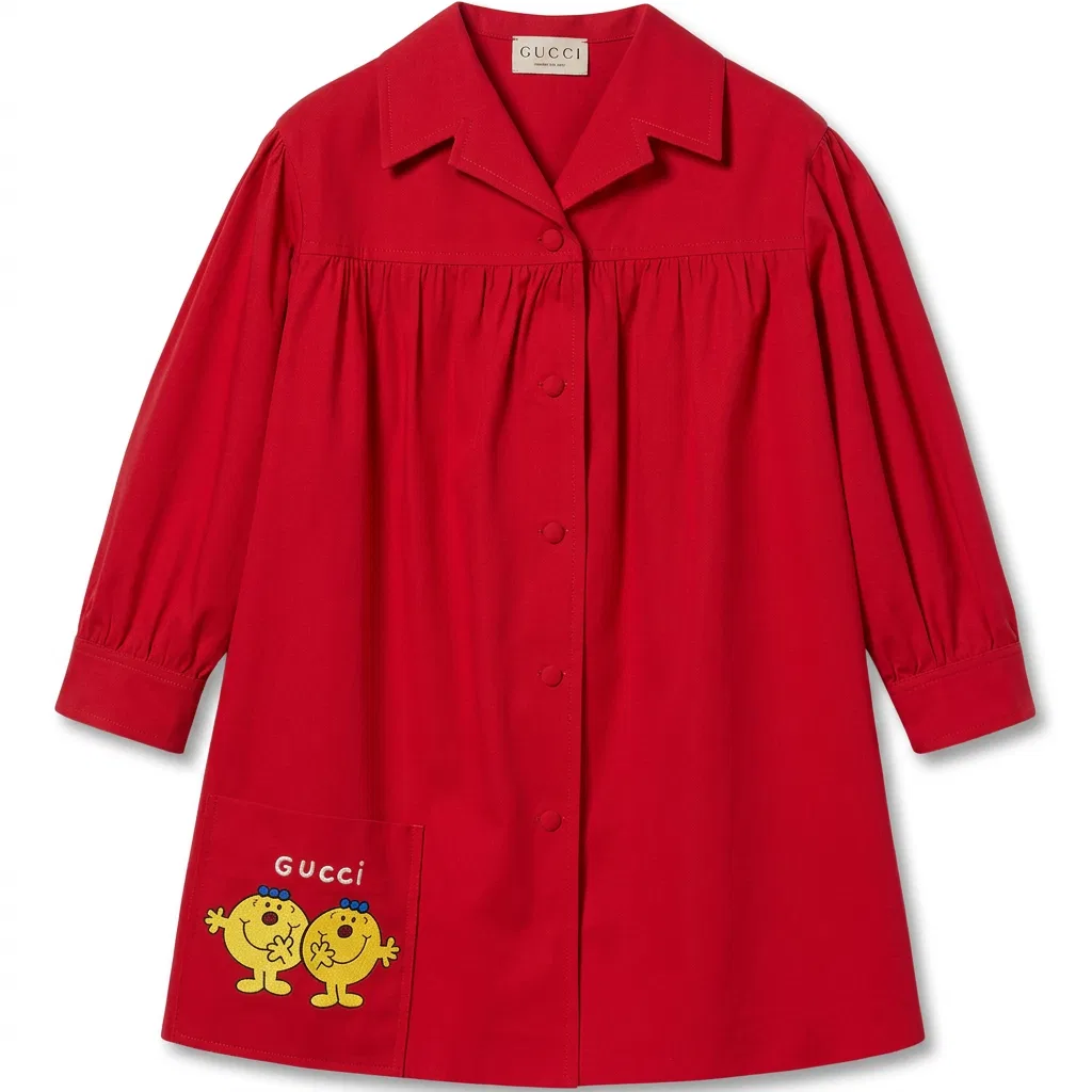 Детское платье для девочек с отложным воротником и короткой юбкой Red GUCCI