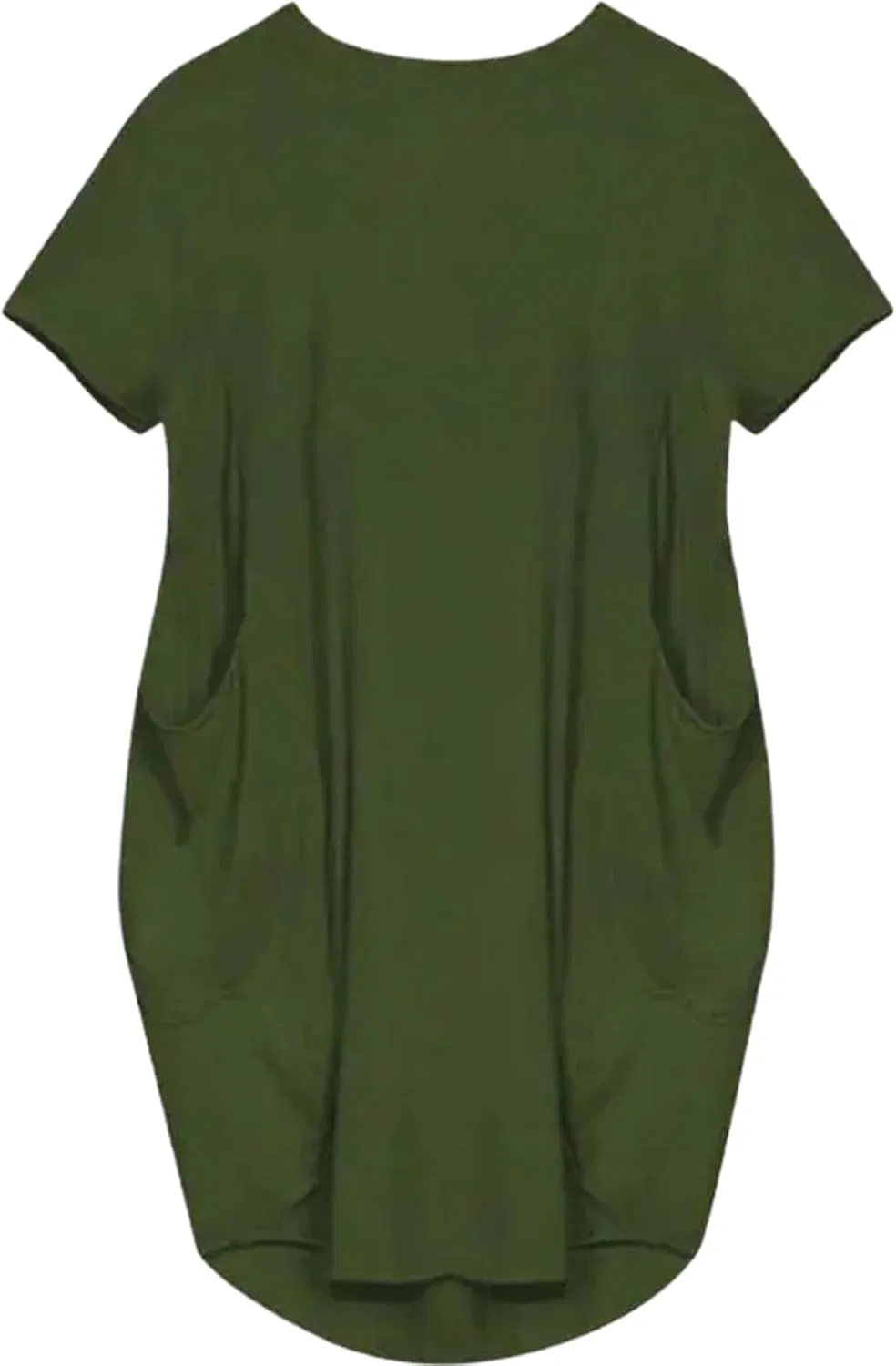 Женское свободное платье мини с V-образным вырезом, Army Green