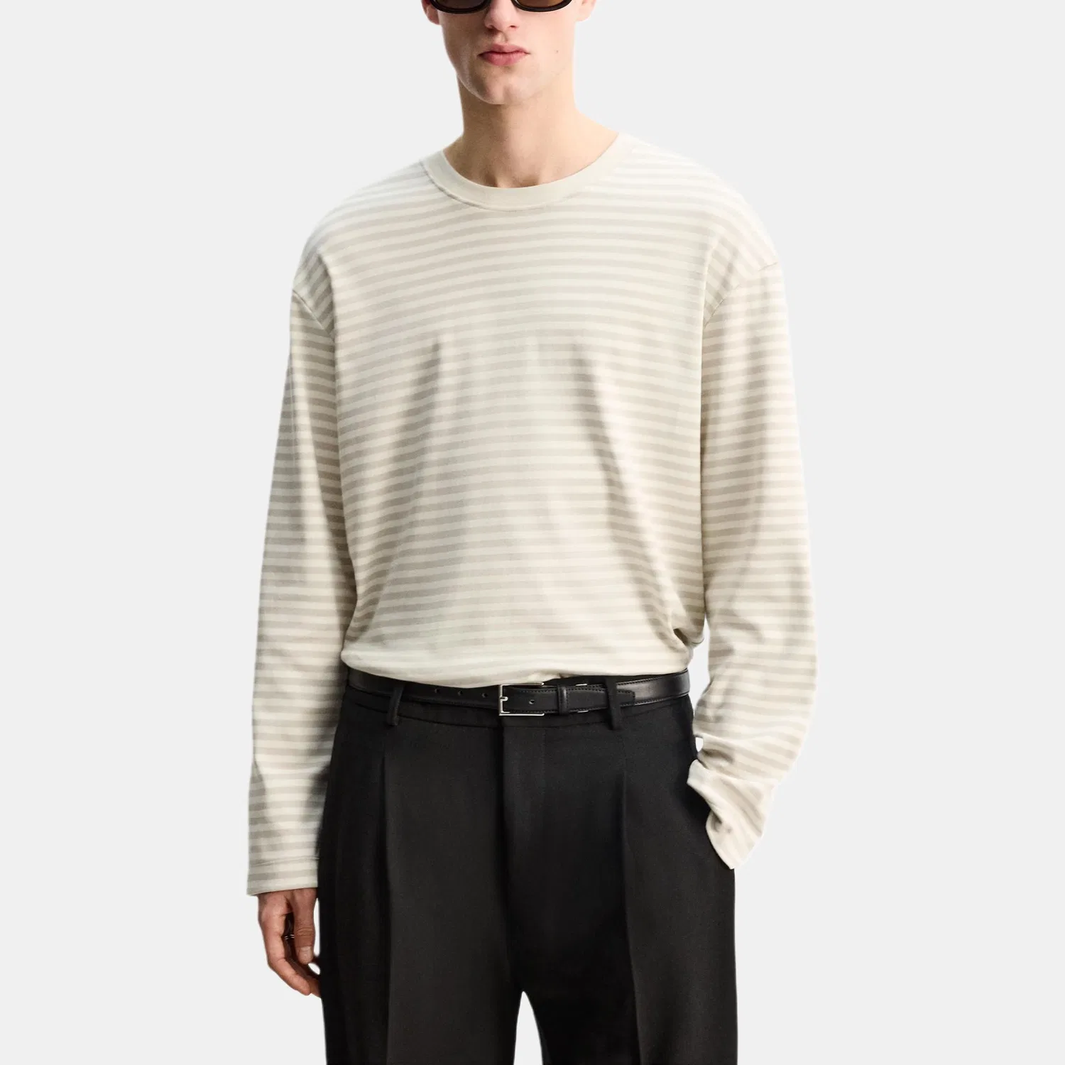 Мужская футболка с круглым вырезом Beige ZARA, Beige — фото 4