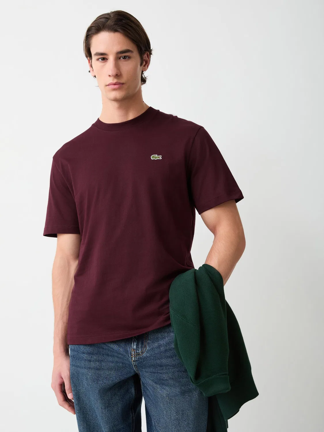 Lacoste Коричневая футболка свободного кроя из джерси и хлопка среднего веса