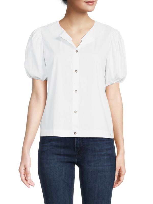 

Топ в стиле рубашки с пышными рукавами Tommy Hilfiger Bright white