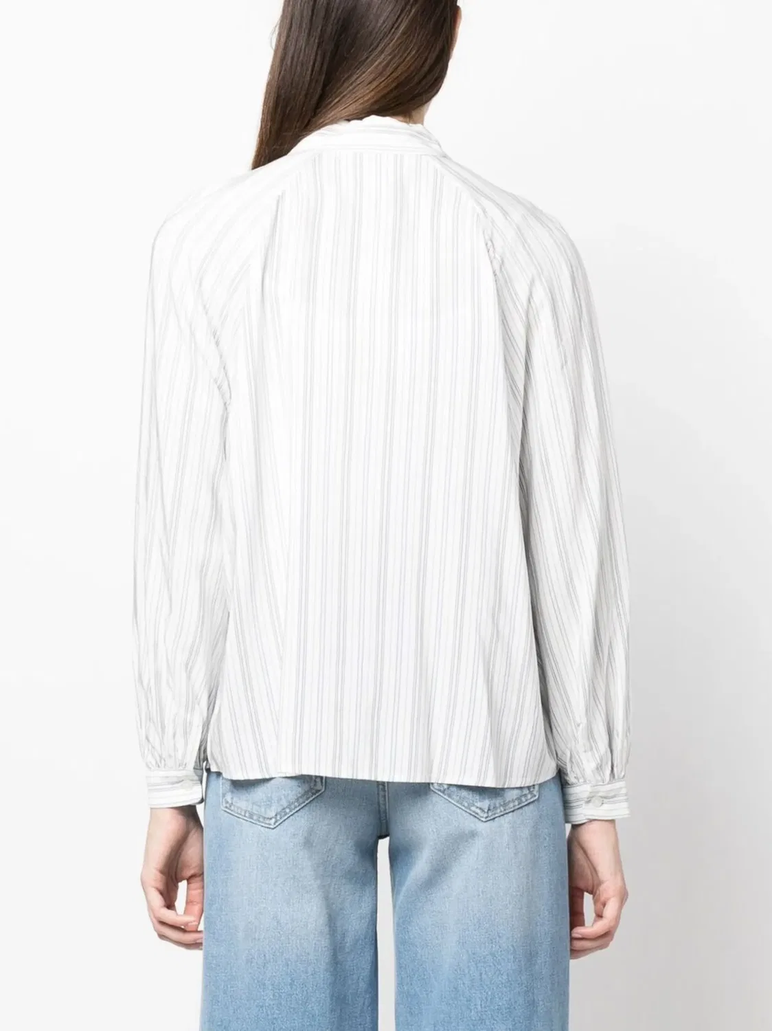 Рубашка с рваным рукавом и полосками из вискозы Tommy Hilfiger, белый — фото 4