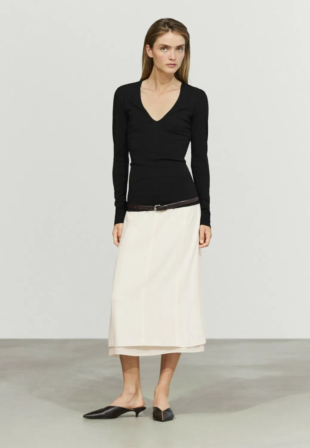 Топ с длинными рукавами Massimo Dutti, Black — фото 3