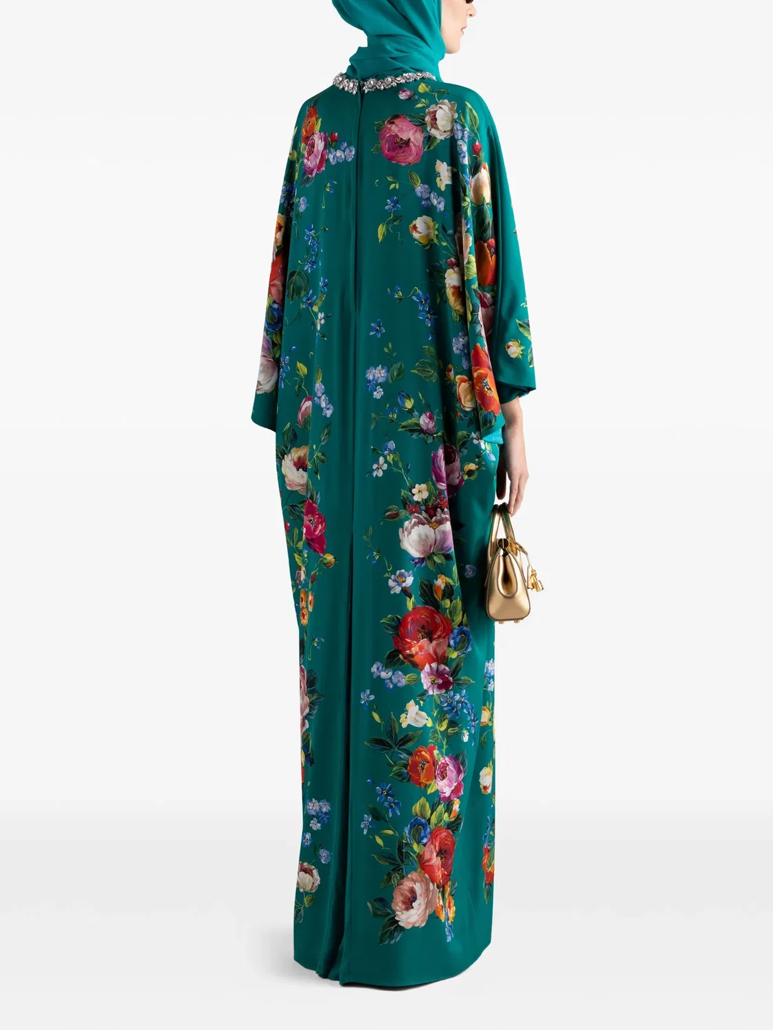 Платье с цветочным принтом Dolce & Gabbana, зеленый — фото 3