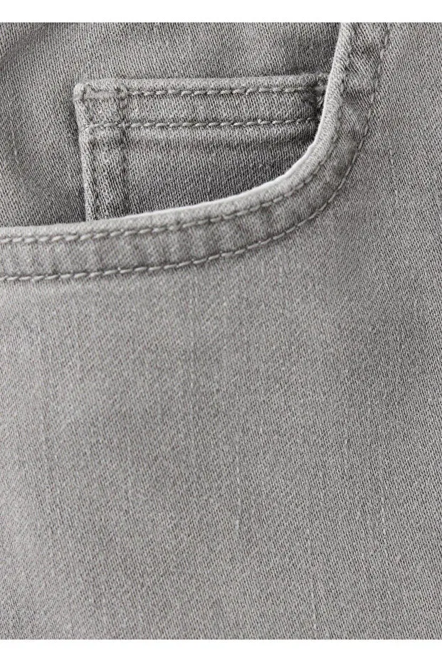 Детские шорты джинсовые с эластичным поясом Mango Kids, Denim Gray — фото 4