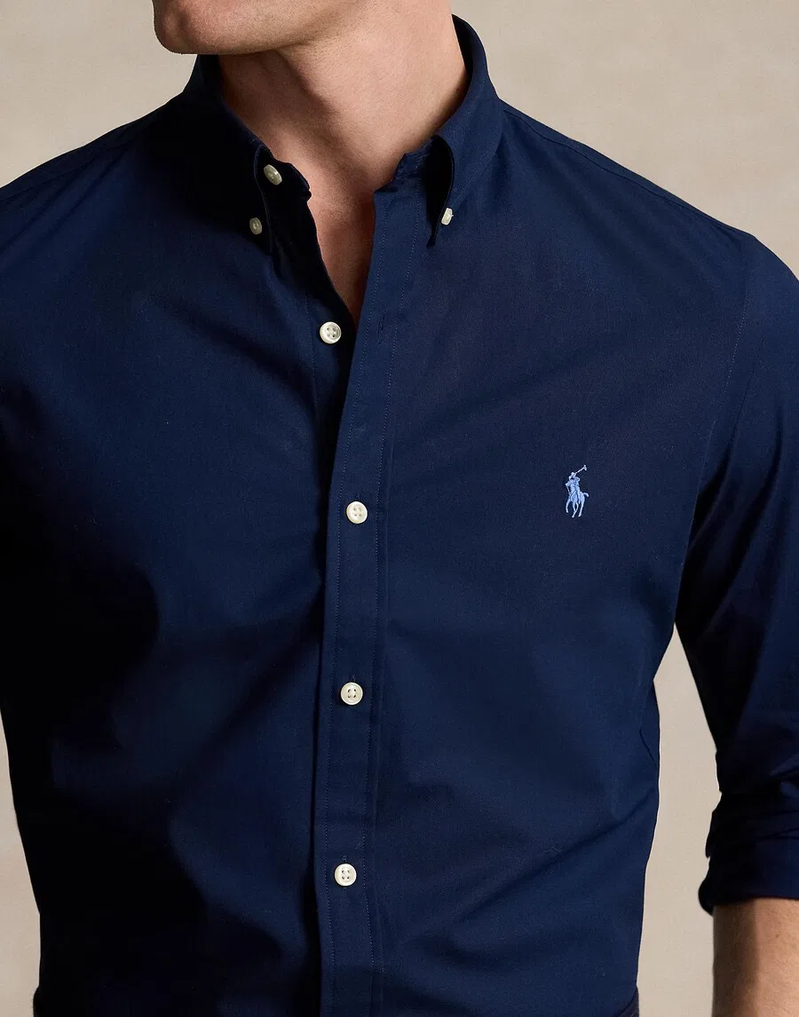 Приталенная деловая рубашка Polo Ralph Lauren, темно-синяя — фото 2