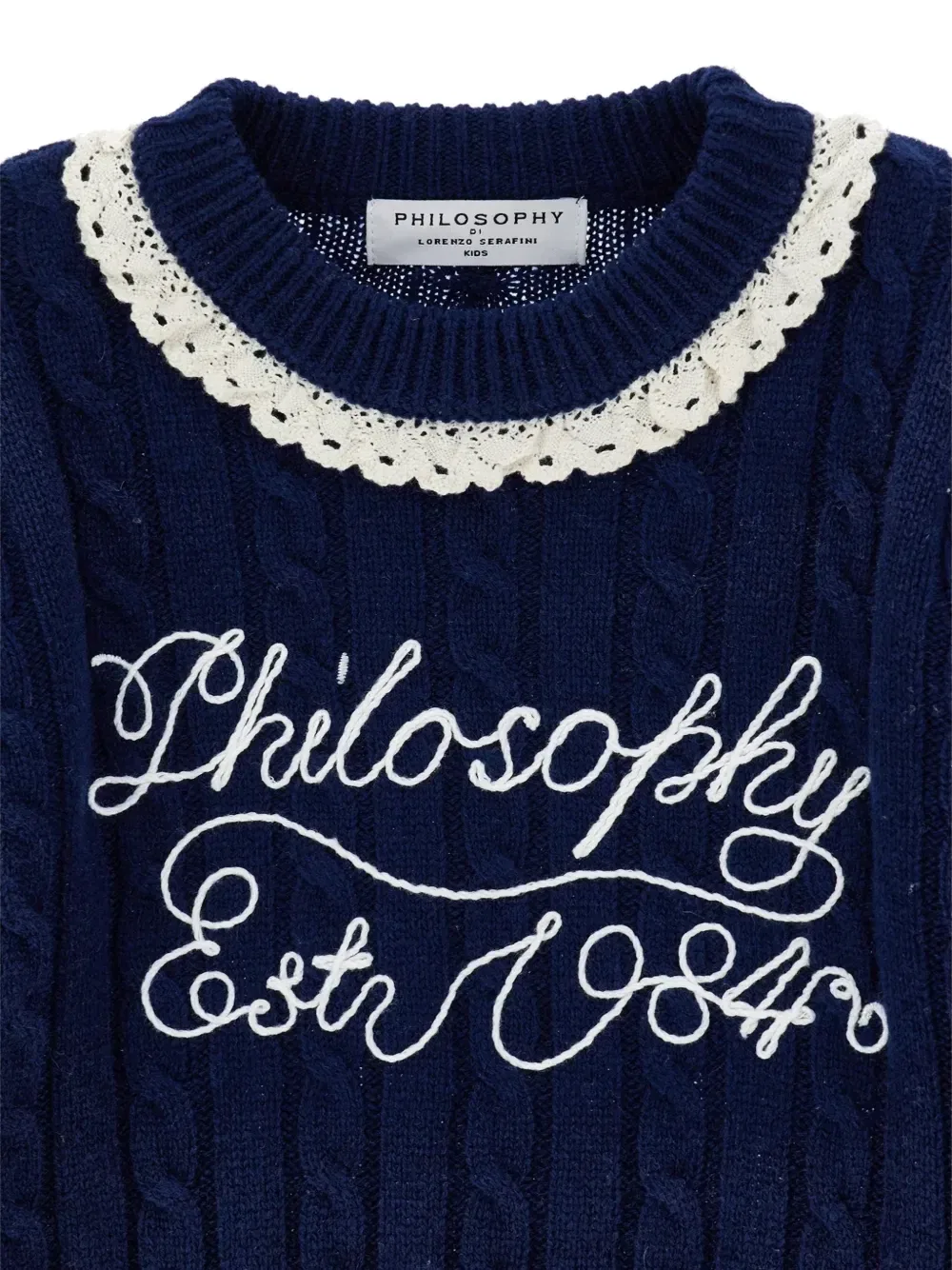 Свитер фактурной вязки Philosophy Di Lorenzo Serafini Kids, синий — фото 3
