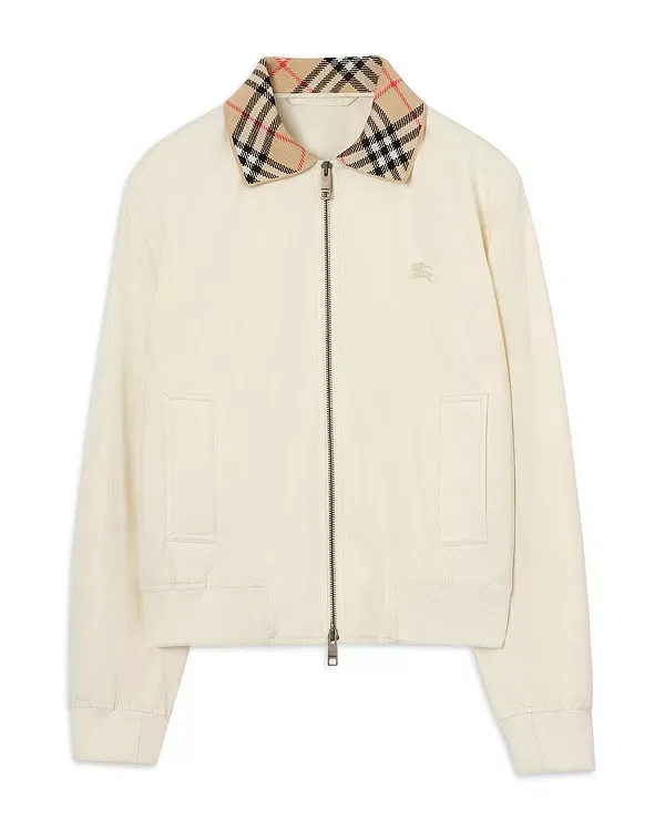 Женская куртка из тропической габардины с вязаным воротником Hayfield Burberry, Tundra White — фото 4
