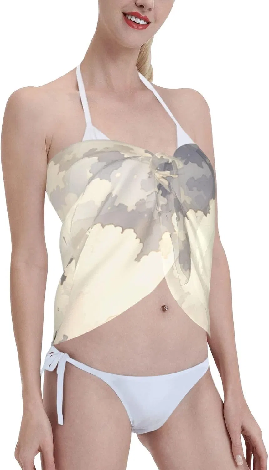 Женский пляжный саронг с принтом, 48x140 см, Polyester, Gray and White Tie Dye — фото 4