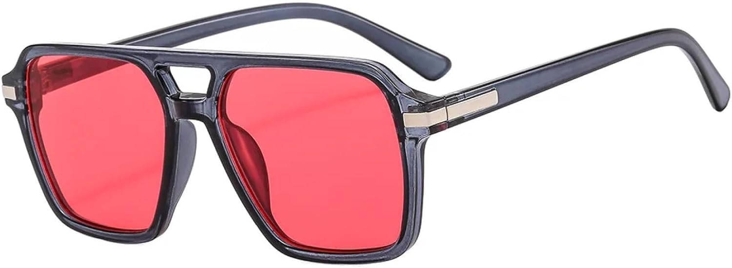 

Солнцезащитные очки с защитой от УФ-излучения UV400 | Оправа с двойной перемычкой | Для женщин и мужчин | Для занятий спортом на открытом воздухе и вождения DSVIGF, Grey Red