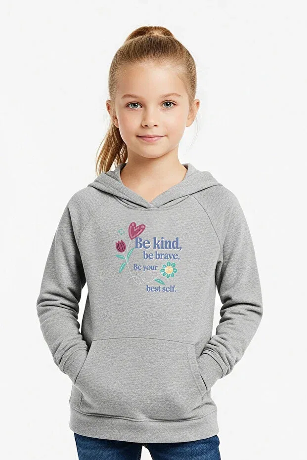 Детское худи для девочек с принтом Be Kind Print Ya Ko Kids, Gray