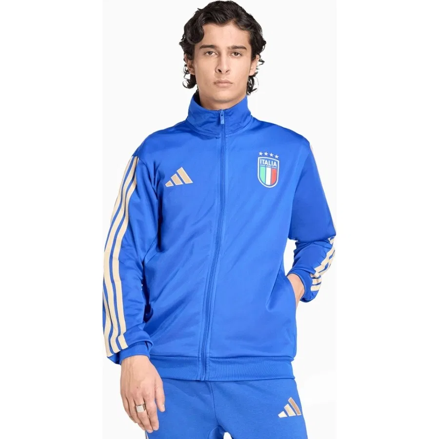 Свитшот с капюшоном и молнией Figc H An Jk Mavi adidas, Синий