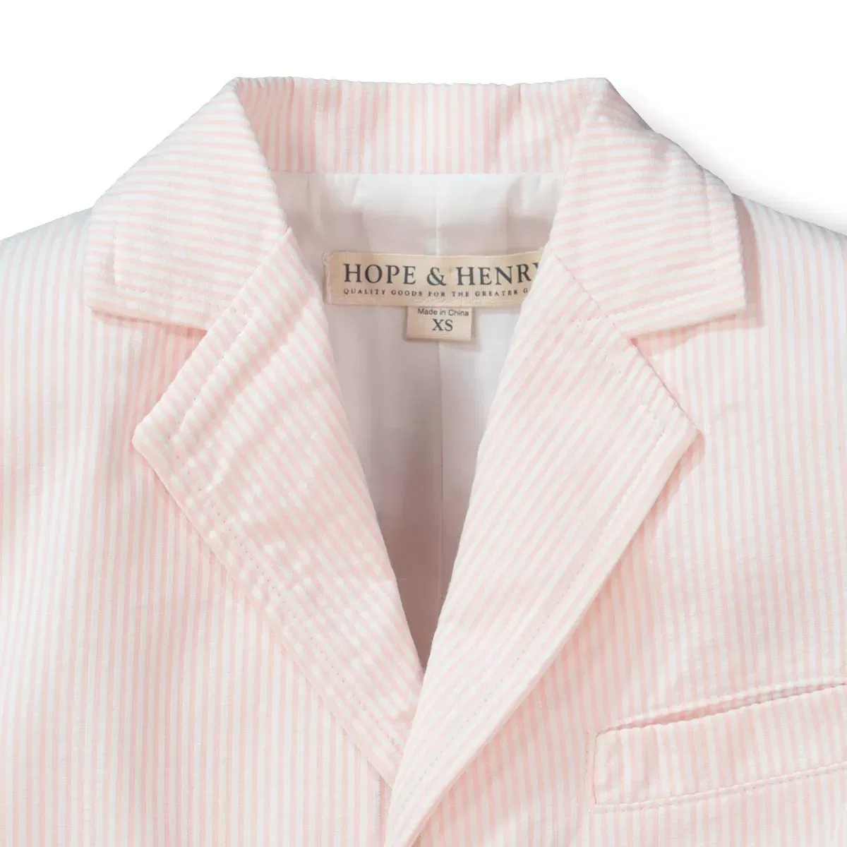 Детский пиджак из сейзкера с моделью Classic Seersucker Suit Jacket Hope & Henry, Classic Pink Seersucker — фото 2
