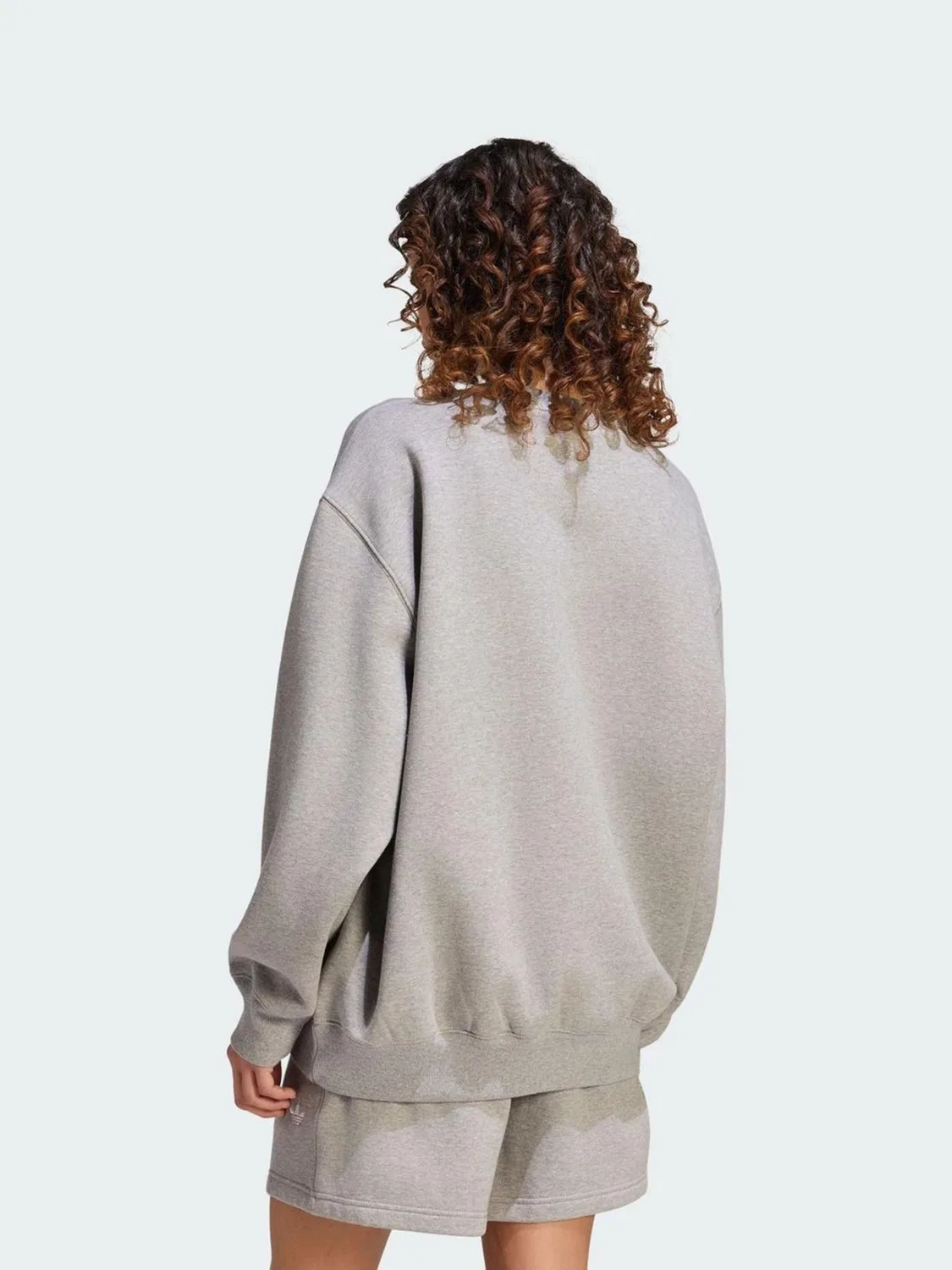 Свитшот оверсайз, флисовый Essentials, adidas Originals, серый — фото 2