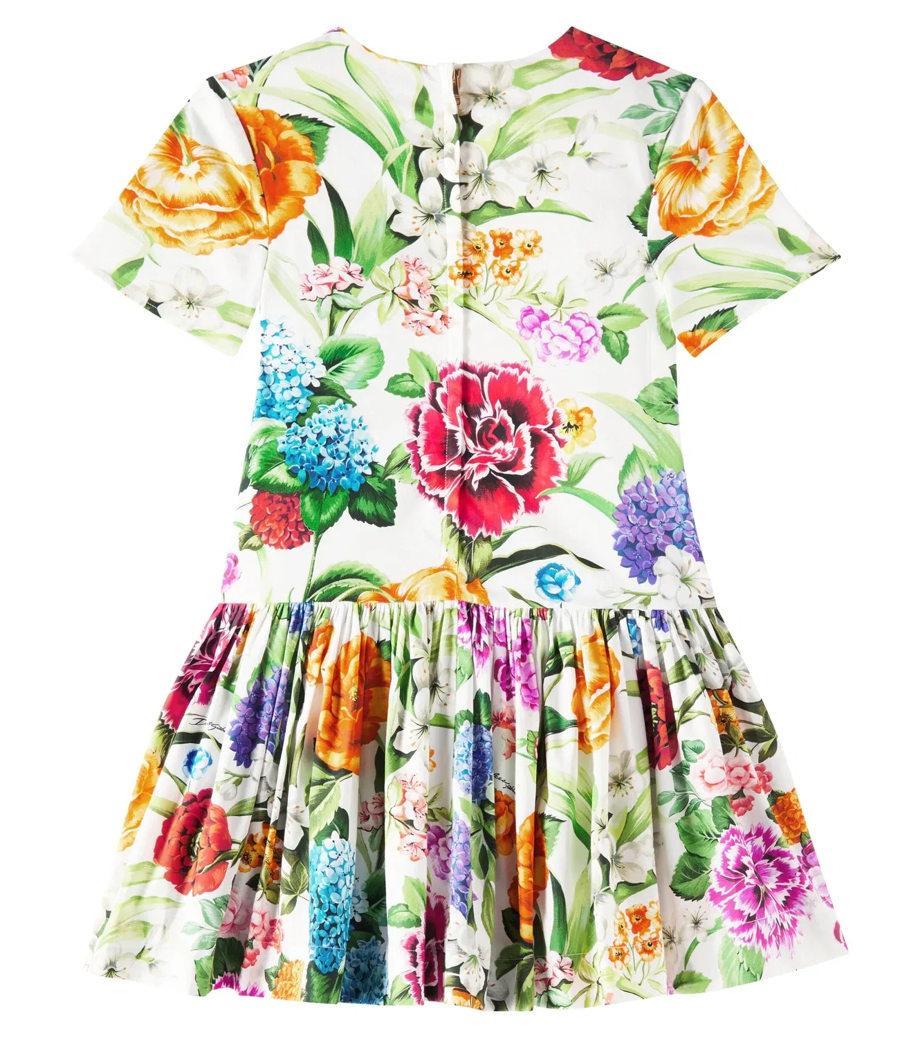 Платье хлопковое с цветочным принтом Dolce&Gabbana Kids, белый — фото 4