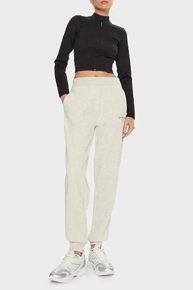 Женские брюки-джоггеры хлопковые Calvin Klein, Light Gray — фото 2