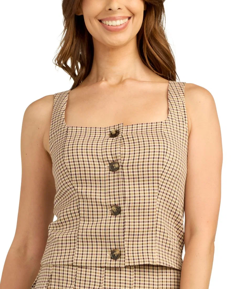 Топ без рукавов с квадратным вырезом, модель Square Neck Button-Front BCX, Color 4