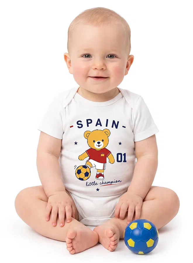 Боди-комбинезон с принтом футбольной тематики Little Champion Nurtur, белый — фото 3