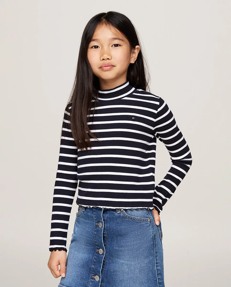 

Футболка для девочки с длинными рукавами и воротником Perkins Tommy Hilfiger, синий