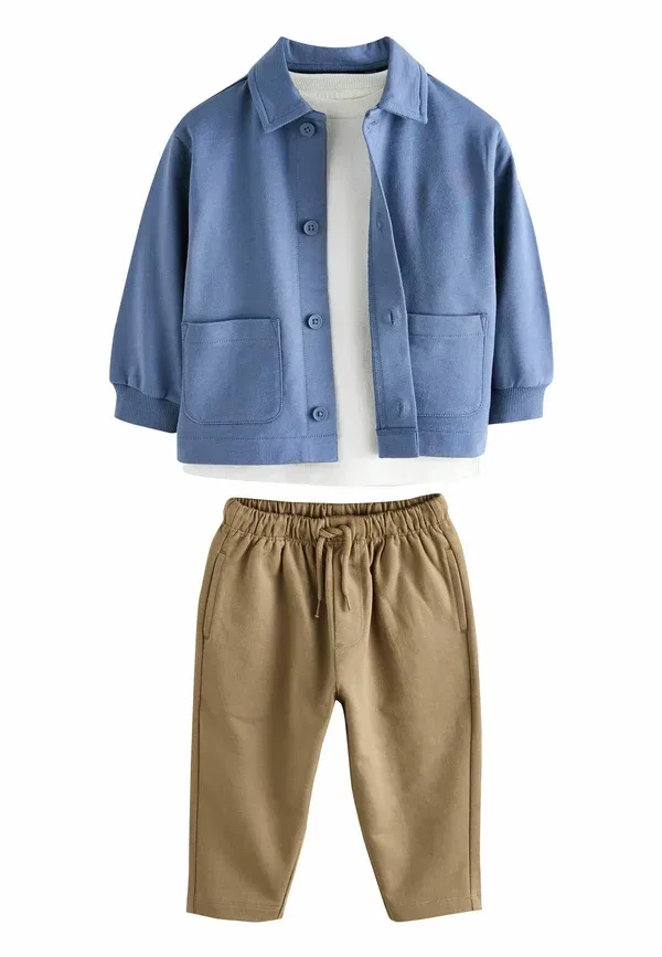 Комплект из 3 предметов: футболка, брюки, джоггеры, хлопок, Regular fit and joggers 3 piece set - basic t-shirt, Next, синий