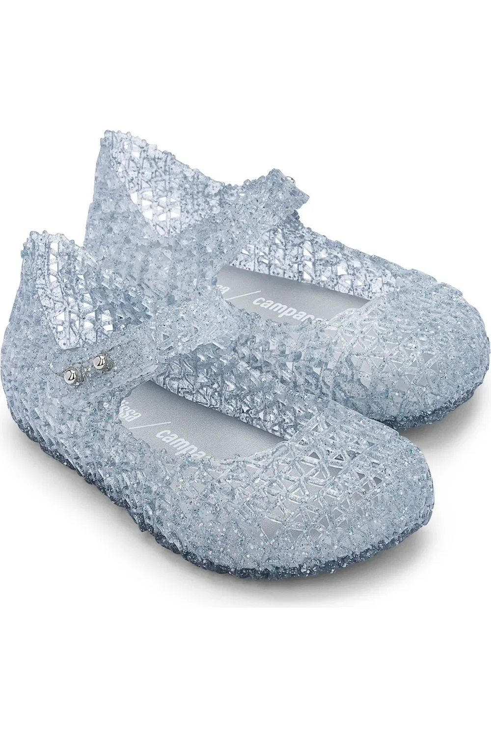 Детские туфли лодочки на липучке Campana Mini Melissa, Glitter Clear