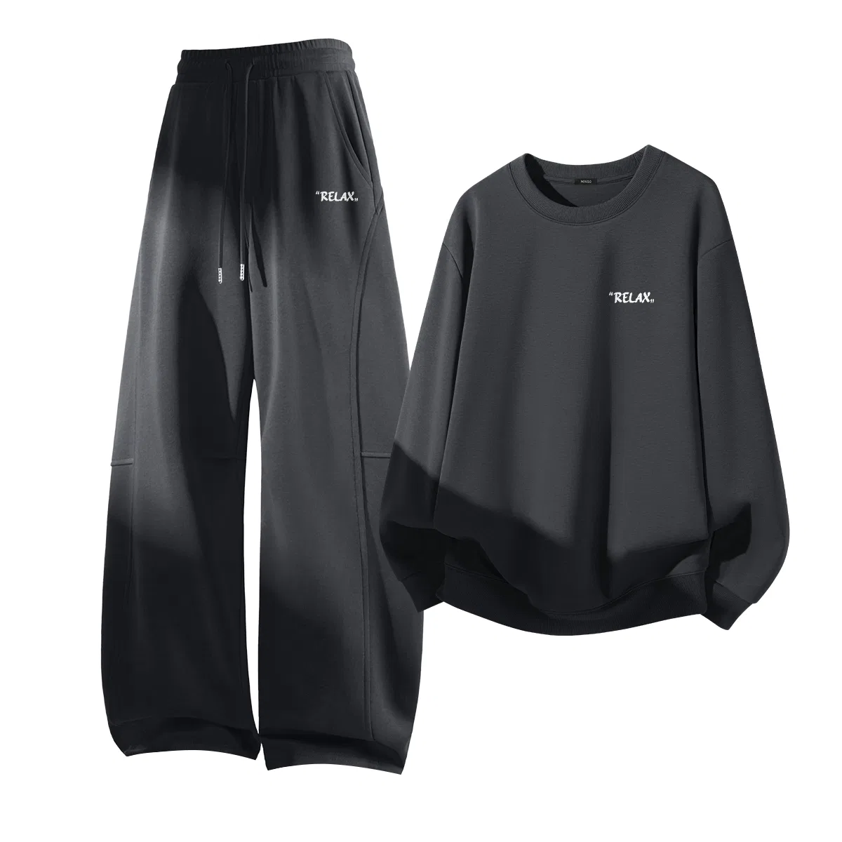 Комплект свитшотов детский с логотипом MINISO, Aurora Purple + Dark Gray — фото 4