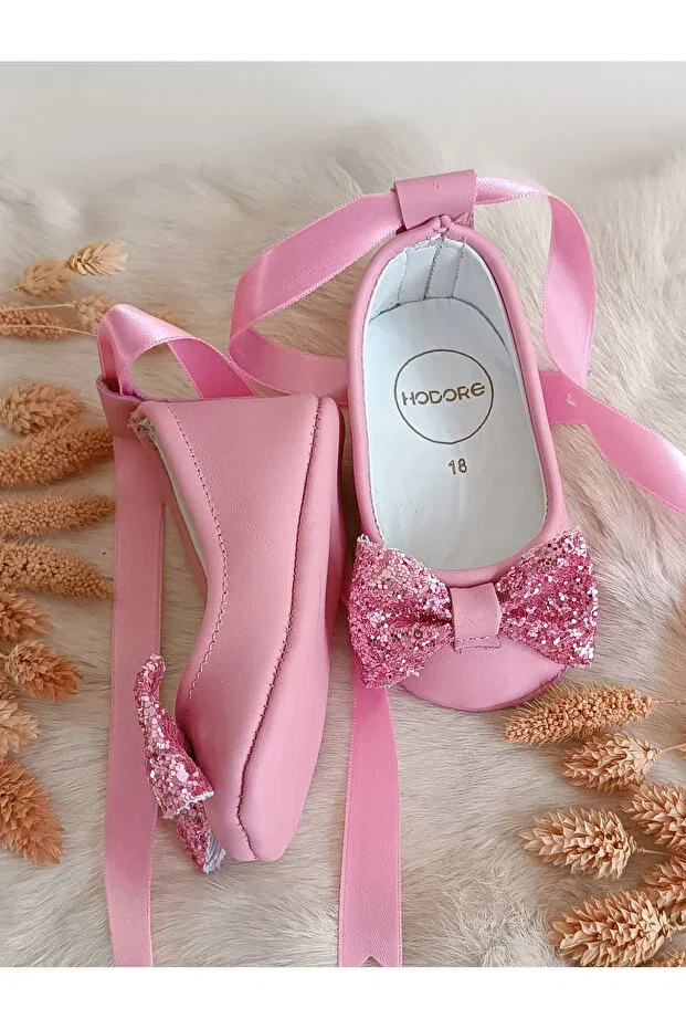 Детские балетки для девочек из кожи Perla Hodore, Pastel Pink — фото 2