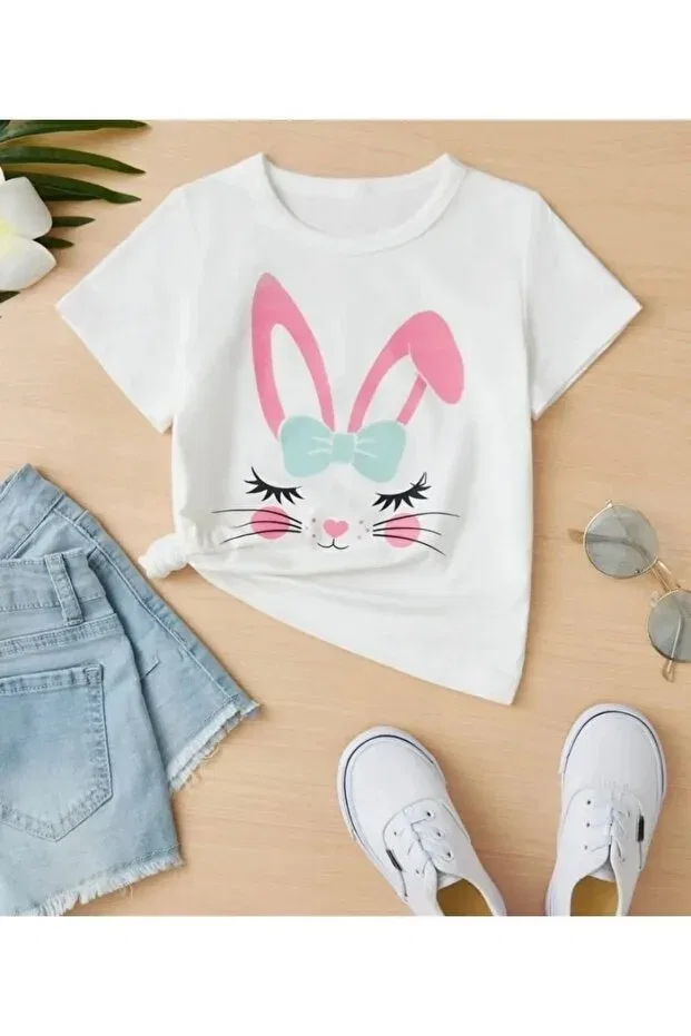 Детская футболка оверсайз с принтом Pink Sweet Rabbit Machetta, Beyazz1