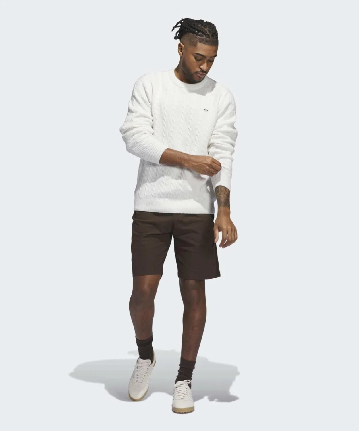 Мужские шорты для гольфа с принтом полосками Twisted Weave Adidas Golf, Dark Brown — фото 4