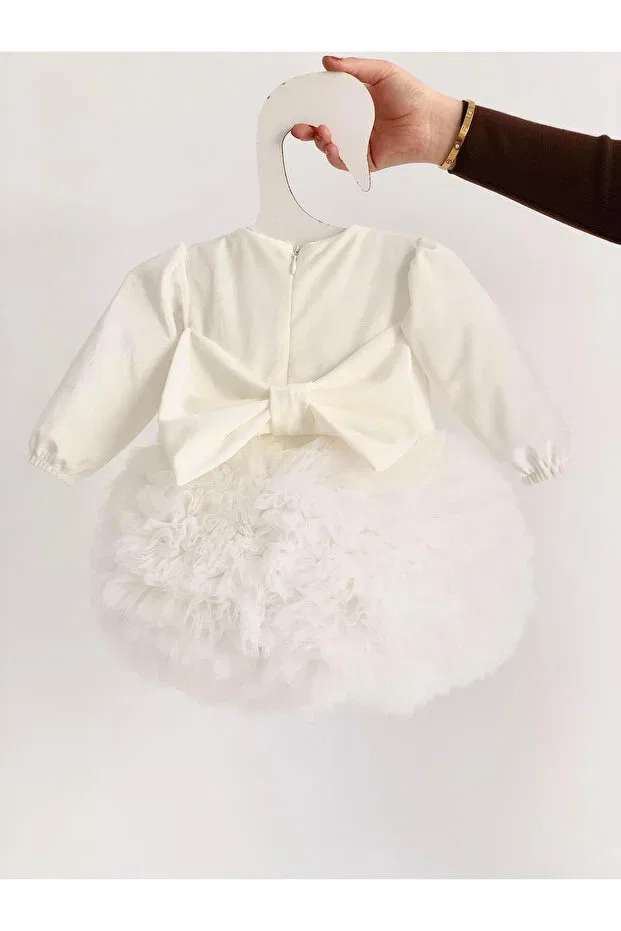 Детское платье для девочек с длинным рукавом Tutu baby dress scarlert Bihayalbiçocuk, White — фото 3