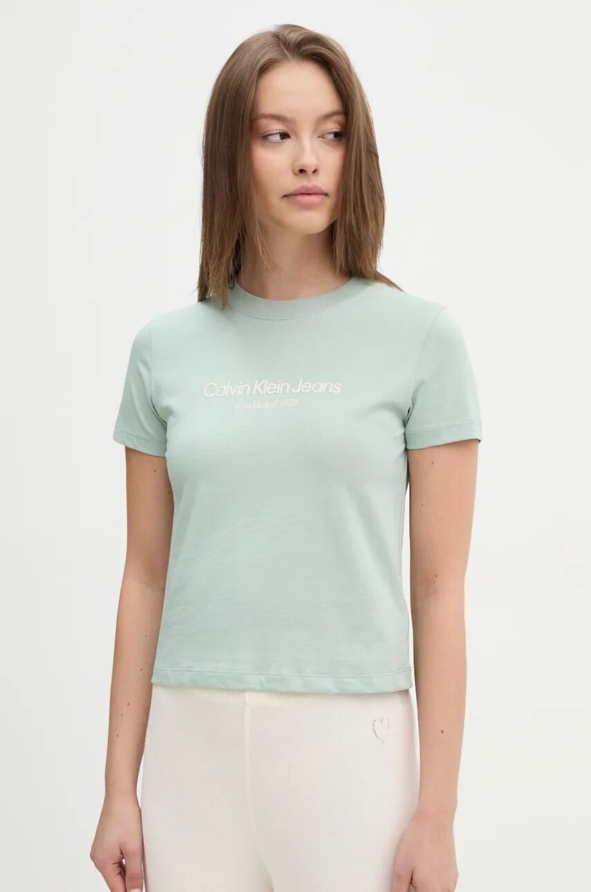 

Хлопковая футболка Calvin Klein Jeans, зеленый