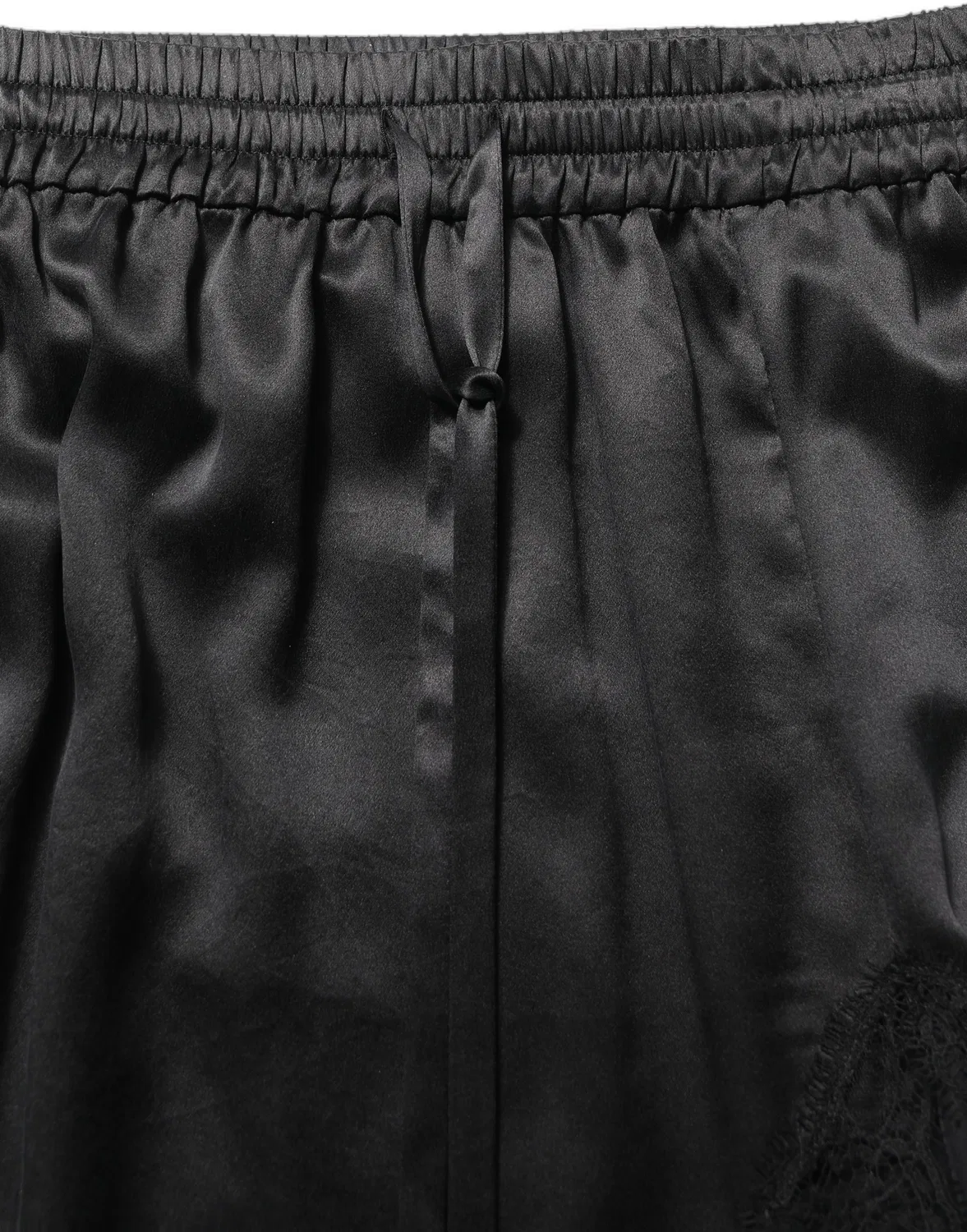 Женская атласная юбка с кружевной отделкой и боковым разрезом Black Lace Trimmed Satin Side Slit Skirt Dolce & Gabbana, черный