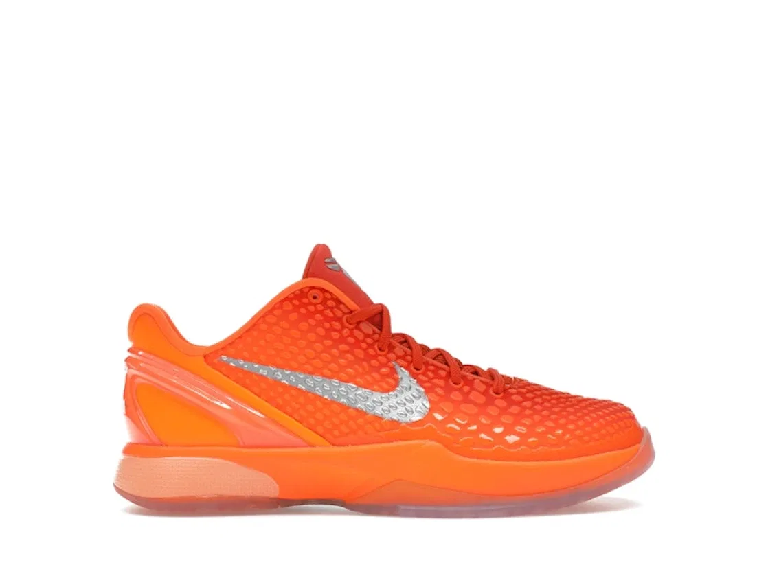 Детские кроссовки для баскетбола с низким профилем Nike Kobe 6, Total Orange/Metallic Silver/Cosmic Clay