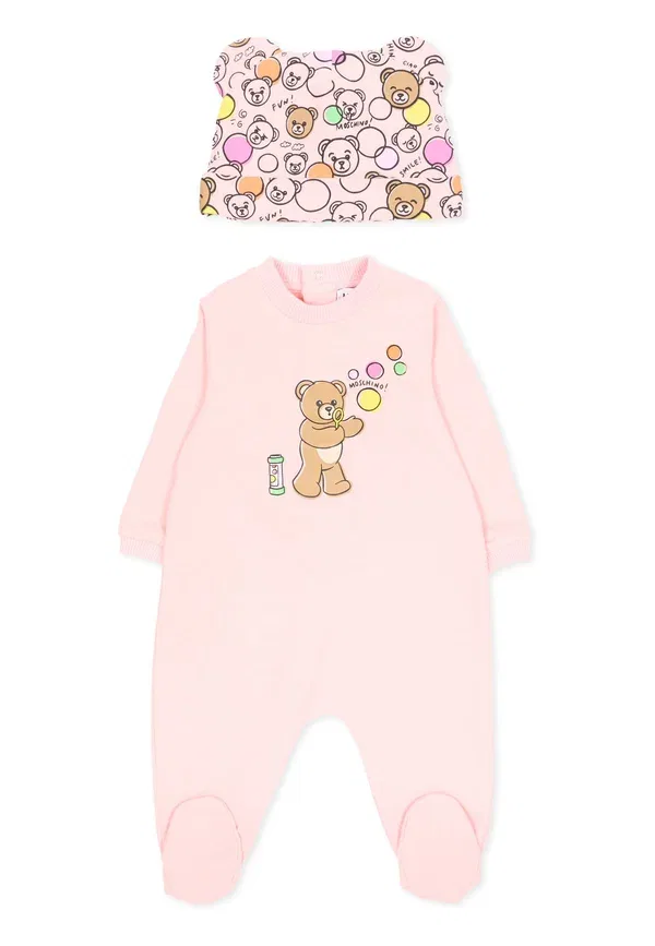 Комплект боди и шапка с животными Babygrow+Hat set unisex Moschino, sugar rose