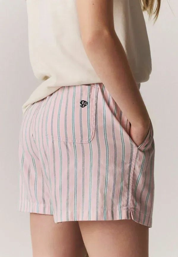 Комплект пижамы из джерси, Regular fit - lounge shorts set, Superdry & Co, белый, розовый — фото 4