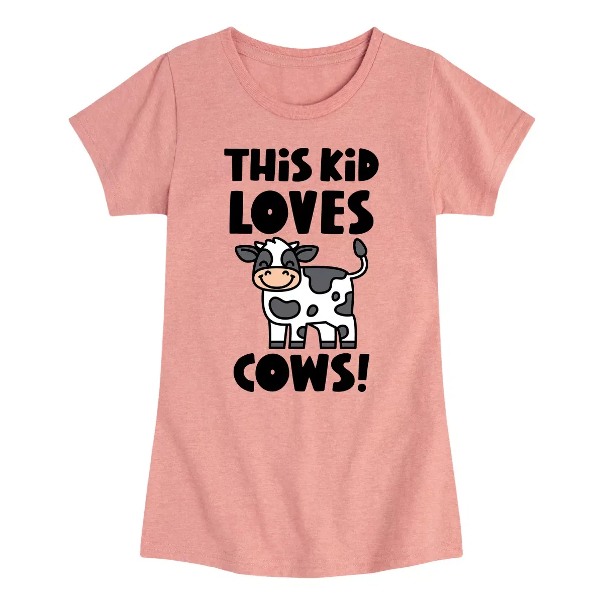 Детская футболка для девочек с принтом This Kid Loves Cows Instant Message, Heather Navy