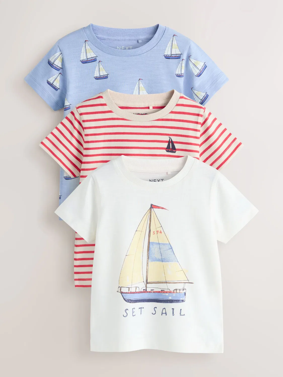 Футболки с графическим принтом 3шт, Blue Boat Next, синий