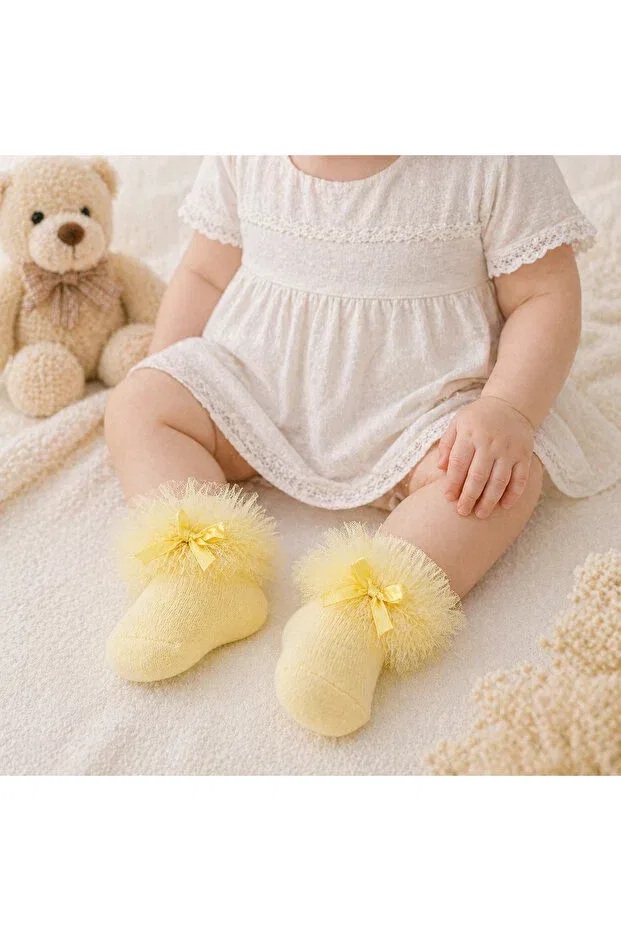 Детский комплект носков для девочек с принтом Minimissbaby, Yellow — фото 2