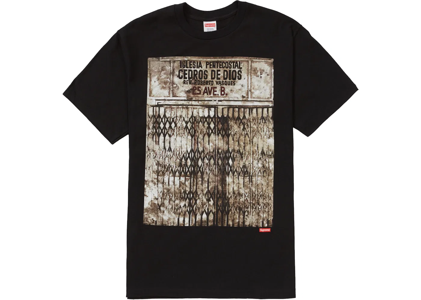 Мужская футболка с принтом Supreme Martin Wong Iglesia Pentecostal Tee, Black