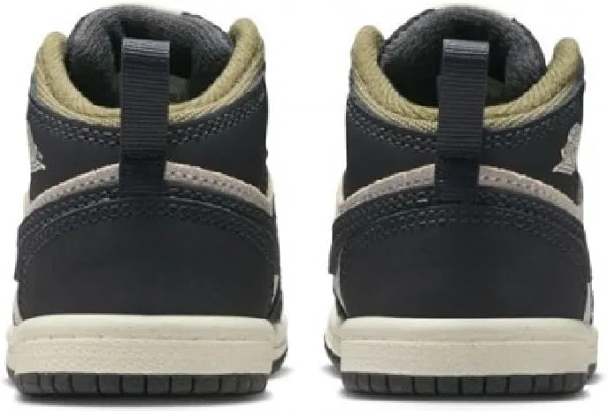Детские кроссовки для мальчиков Jordan 1 Mid SE Nike, Light Orewood Brown/Medium Olive/Sail/Off Black — фото 4