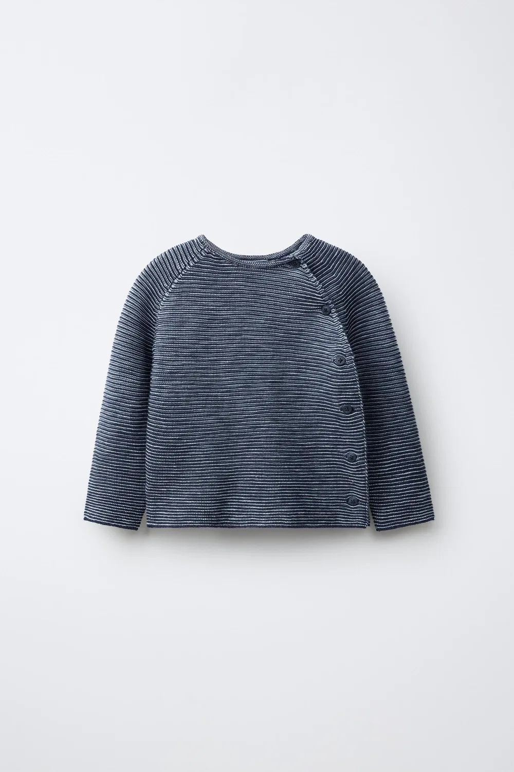 Вязаный джемпер в полоску с запахом ZARA, Mid-blue