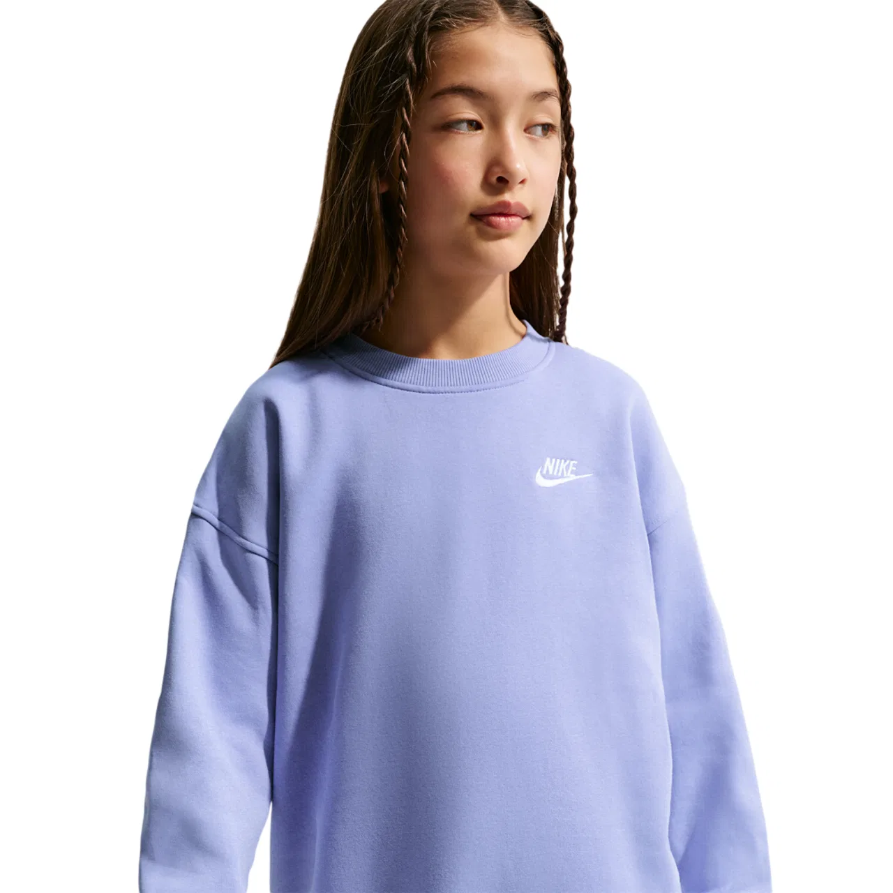 Толстовка для девочек Club Fleece Oversized Nike, цвет Light Thistle/White/Light Thistle