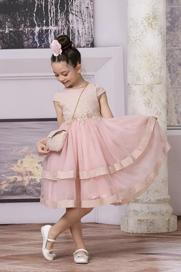 Детское платье из тюля без рукавов Süslü Pink Kids, Pink