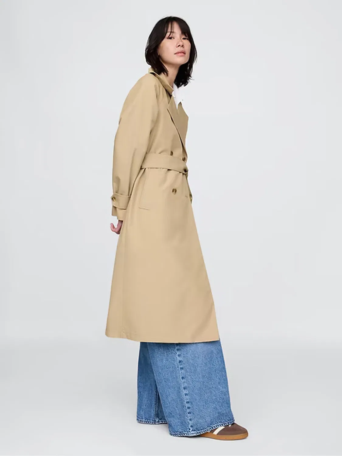 Плащ классический Gap Icon Trench Coat, бежевый — фото 2