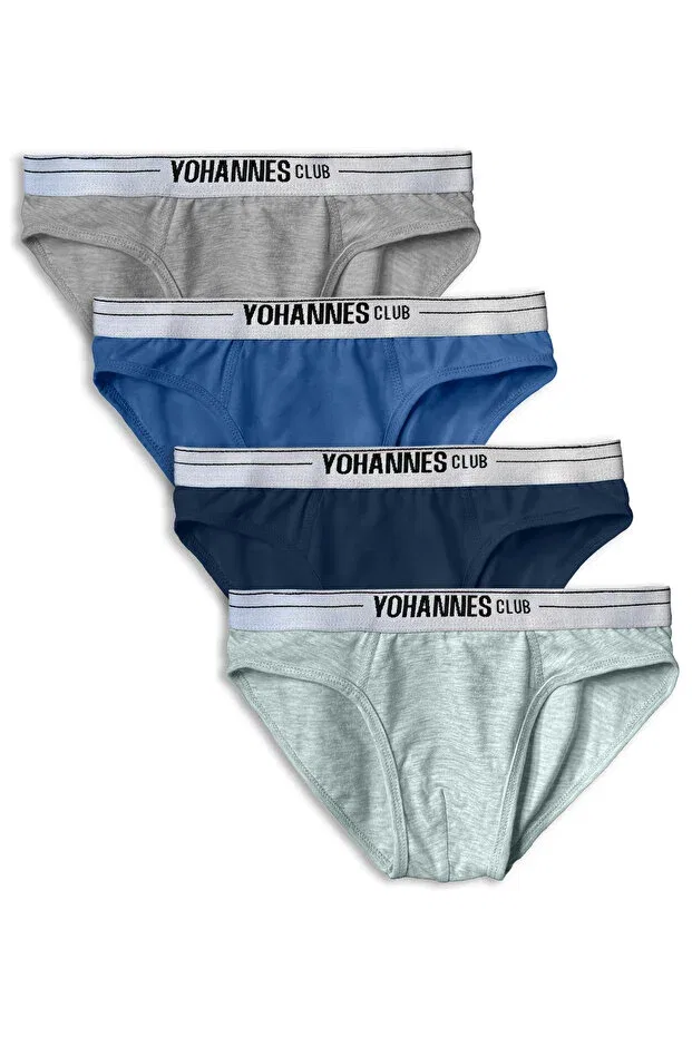 Детские трусы для мальчиков хлопковые 4-комплект Yohannes Club, Saksblue-Bluemelange-Greymelange-Navy