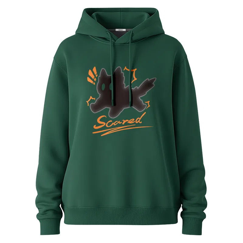 Детское унисекс свитшот хлопковый MINISO, Forest Green (Scary Black Cat)
